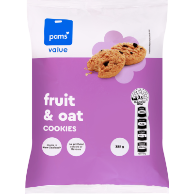 Pams Value Fruit & Oat Cookies 325g