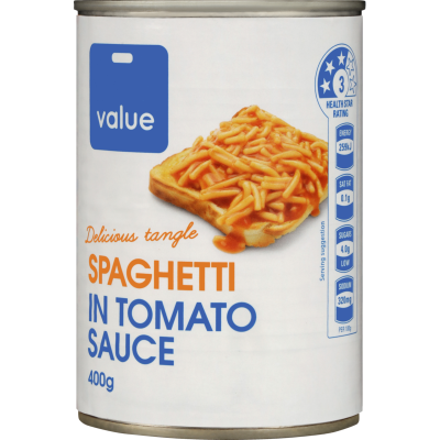 Value Spaghetti In Tomato Sauce 410g