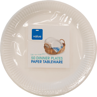 Pams Value Paper Dinner Plates 9inch 50pk
