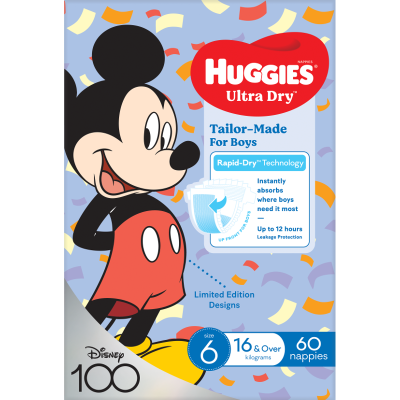 Huggies Ultra Dry Nappies Boy Size 6  16kg+ 60pk