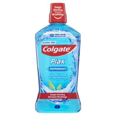 Colgate Plax Peppermint Alcohol Free Mouthwash 1l