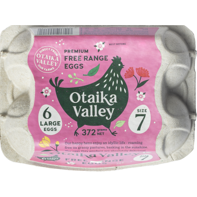 Otaika Valley Premium Free Range Size 7 Eggs 6pk