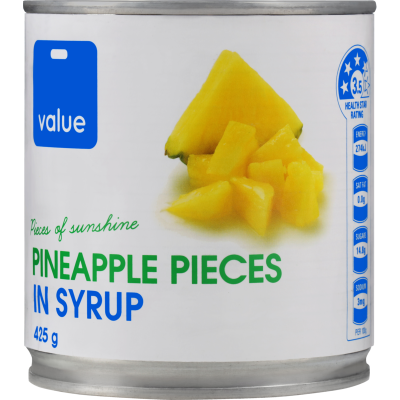 Value Pineapple Pieces In Syrup 425g