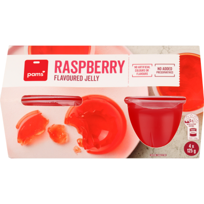 Pams Raspberry Flavoured Jelly Cups 4 x 125g