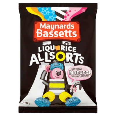 Maynards Bassetts Licorice Allsorts Natural Colours & Flavours 190g