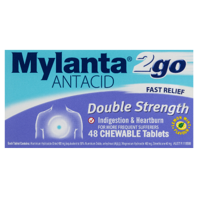 Mylanta 2Go Double Strength Chewable Tablets 48pk