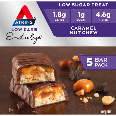 Atkins Endulge Caramel Nut Chew Bar 5 x 34g