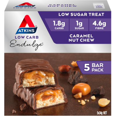 Atkins Endulge Low Carb Caramel Nut Chew Bars 5 x 34g