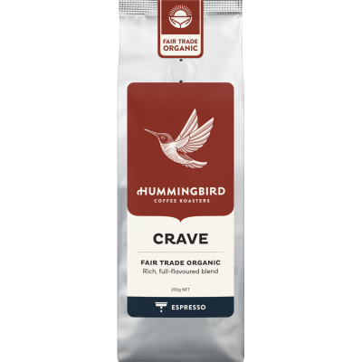 Hummingbird Crave Fair Trade Organic Fresh Espresso Grind Coffee 200g