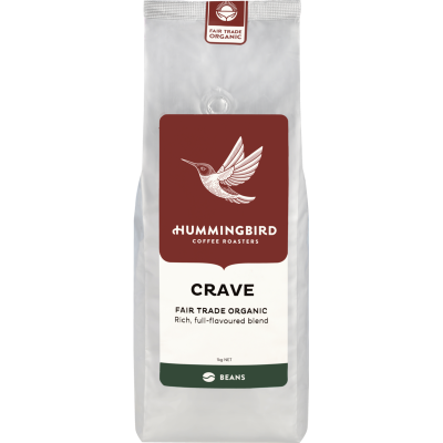 Hummingbird Crave Fair Trade Organic Fresh Whole Beans Coffee 1kg