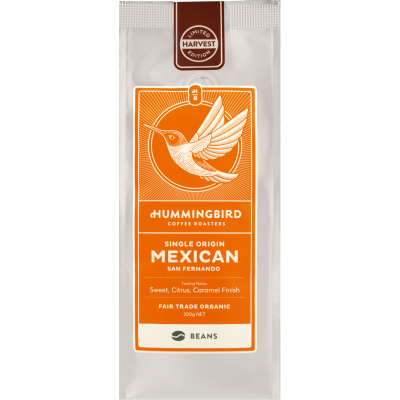 Hummingbird Harvest (Mexican) Fair Trade Organic Fresh Whole Beans Coffee 200g