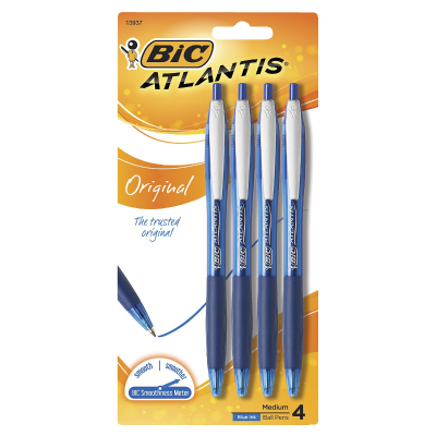 Bic Atlantis Blue Ball Pens 4pk