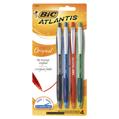 Bic Atlantis Ballpen Medium Assorted 4pk