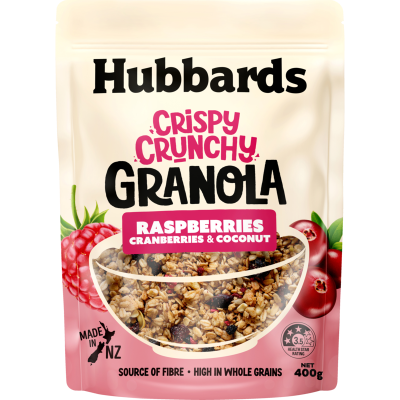 Hubbards Raspberries Cranberries & Coconut Crispy Crunchy Granola 400g