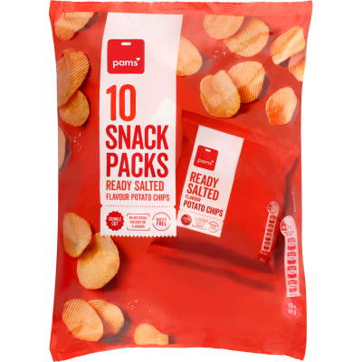 Pams Ready Salted Flavour Potato Chips Snack Packs 10 x 18g – GoPotatoes