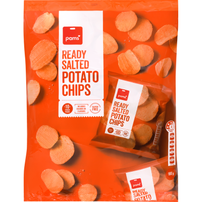 Pams Ready Salted Potato Chips Snack Packs 10 x 18g