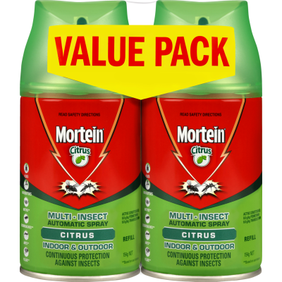 Mortein Indoor & Outdoor Citrus Multi Insect Automatic Spray 2 x 154g