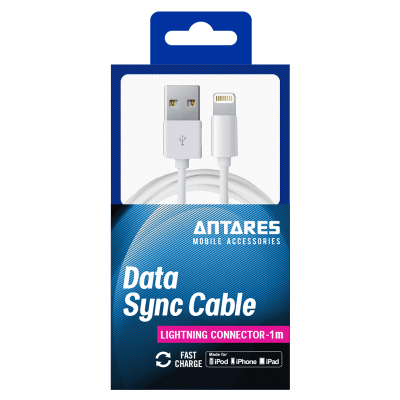Antares Lightning Connector Data Sync Cable 1 Metre 1pk