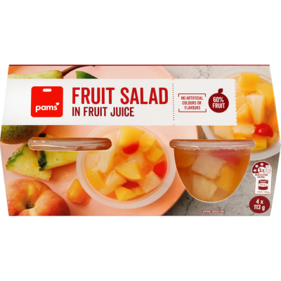 Pams Fruit Salad In Fruit Juice Cups 4 x 113g