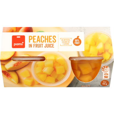 Pams Peaches In Juice Fruit Cups 4 x 113g