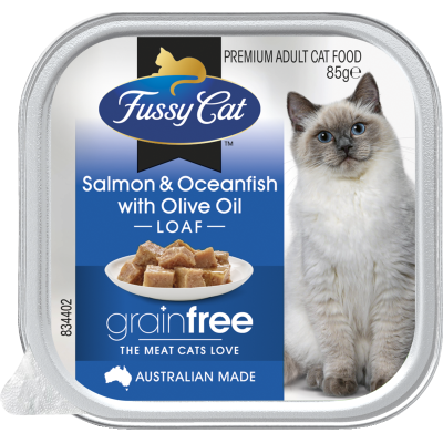 Fussy Cat Grainfree Salmon & Oceanfish With Olive Oil Loaf Premium Adult Cat Food 85g