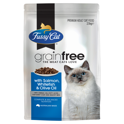 Fussy Cat Grainfree Salmon Whitefish & Olive Oil Premium Adult Cat Food 2.5kg