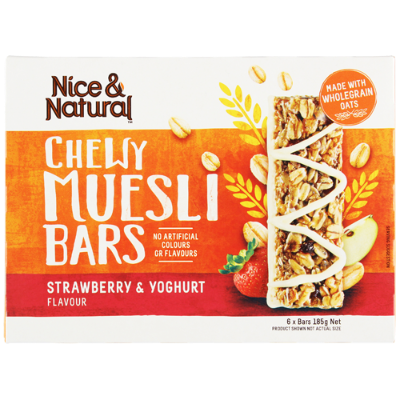 Nice & Natural Strawberry Yoghurt Chewy Muesli Bars 6pk
