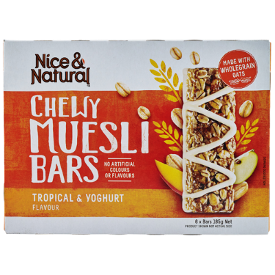 Nice & Natural Tropical Yoghurt Chewy Muesli Bars 6pk