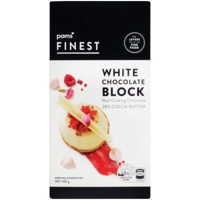 Pams Finest Cooking White Chocolate Block 200g