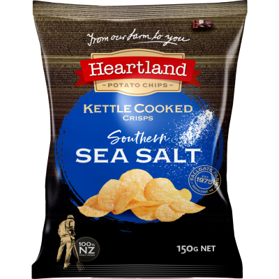 Heartland Kettle Cooked Southern Sea Salt Potato Chips 150g