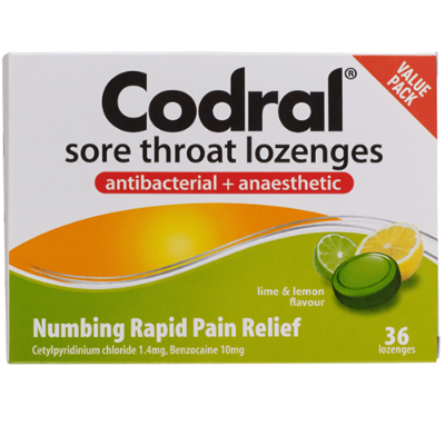 Codral Lime & Lemon Cold & Flu Sore Throat Lozenges 36pk