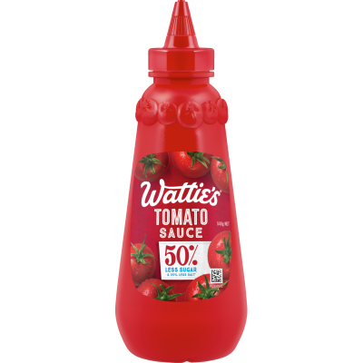 Wattie's 50% Less Sugar Tomato Sauce 540g