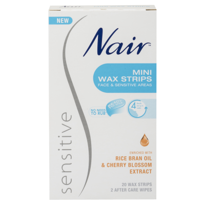 Nair Mini Wax Strips For Face & Sensitive Areas 20pk