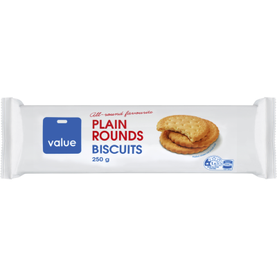 Value Plain Rounds Biscuits 250g