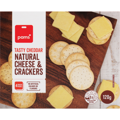 Pams Tasty Cheddar Natural Cheese & Crackers 120g