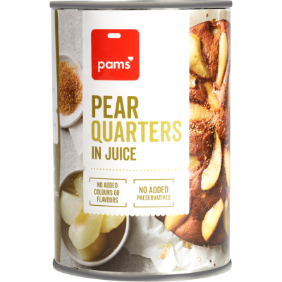 Pams Pears Quarters In Juice 410g