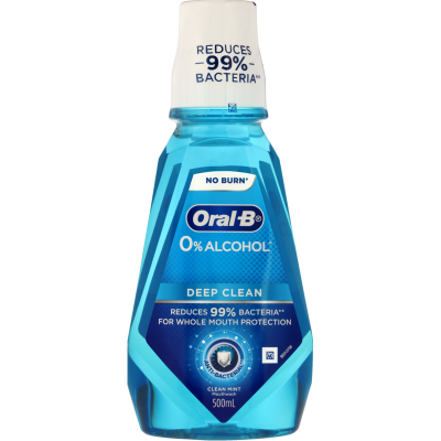 Oral-B 0% Alcohol Deep Clean Mint Mouthwash 500ml