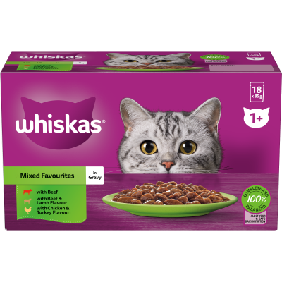 Whiskas Mixed Favourites In Gravy Wet Pouches Cat Food 1.53kg