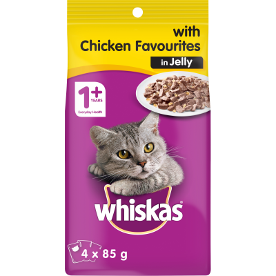 Whiskas Chicken Favourites in Jelly Wet Cat Food Pouches 4pk