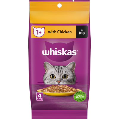 Whiskas Chicken Favourites in Jelly Wet Pouches Cat Food 340g