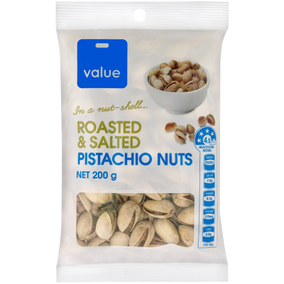 Value Roasted & Salted Pistachio Nuts 200g