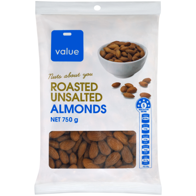 Value Roasted Unsalted Almonds 750g