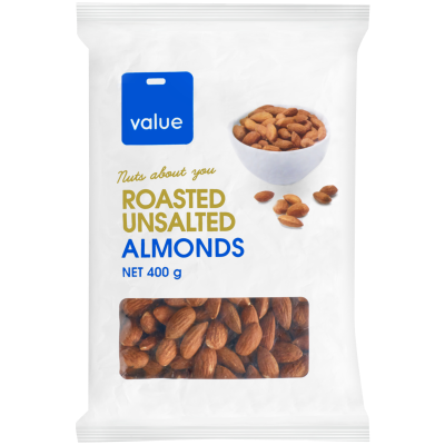 Value Roasted Unsalted Almonds 400g