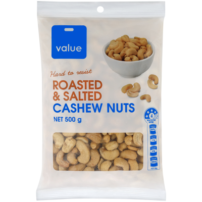 Value Roasted & Salted Cashew Nuts 500g