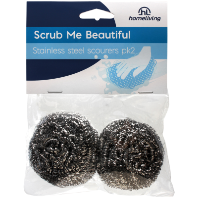 Homeliving Stainless Steel Scourers 2pk