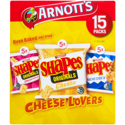 Arnott's Shapes Cheese Lovers Multi Pack 375g