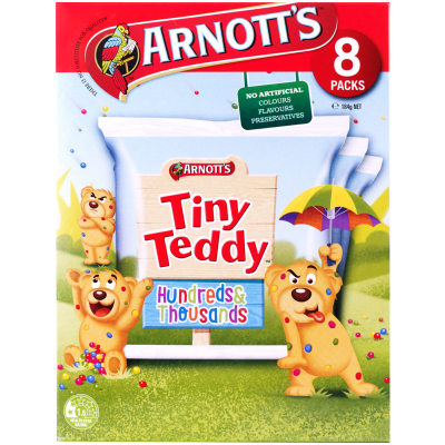 Arnott's Tiny Teddy 100s & 1000s Biscuits 8pk