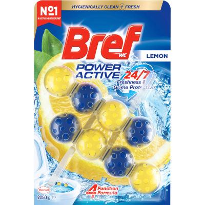 Bref Power Active Lemon Rim Block Toilet Cleaner 100g