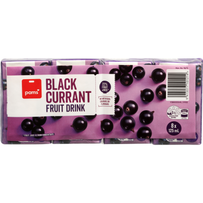 Pams Blackcurrant Fruit Drink 8 x 125ml