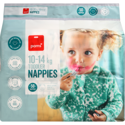 Pams Nappies 10-14kg Toddler 50pk